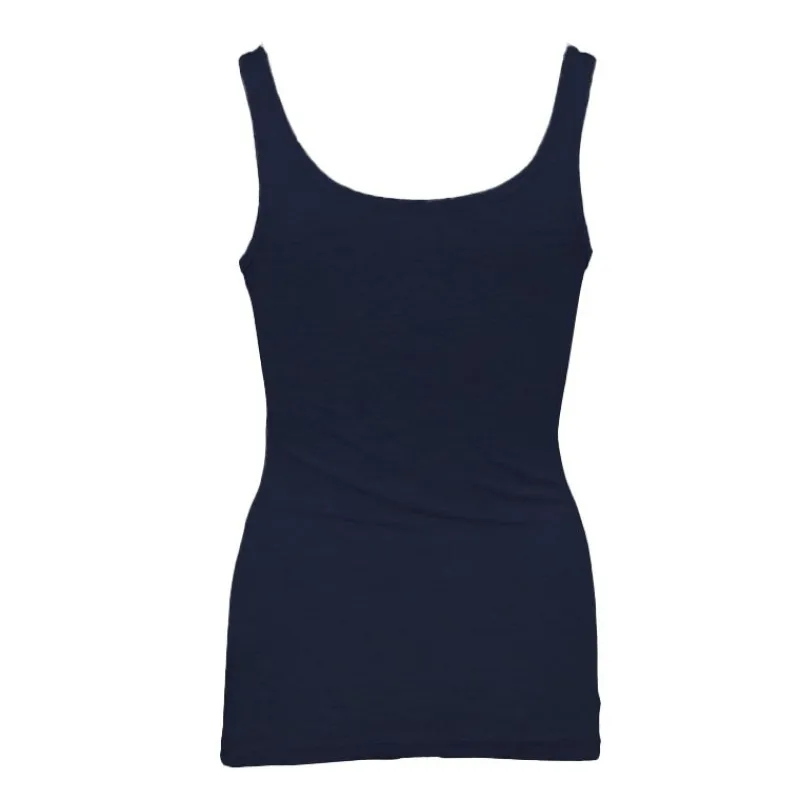 Outlet Débardeur ajusté en coton col rond Femme Femme Tee Shirt|Haut, Chemise