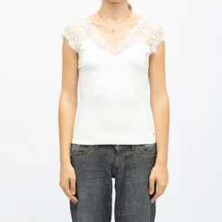 Outlet Débardeur brivia épaule en dentelle col V Femme Femme Haut, Chemise