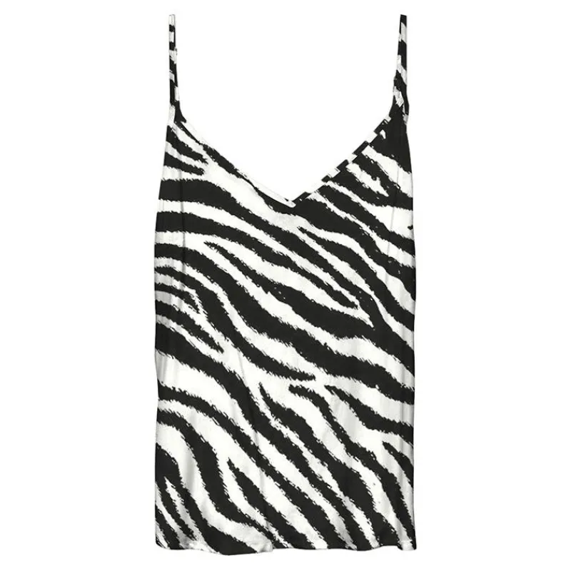 Online Débardeur col V à motif zèbre avec fines bretelles Femme Femme Haut, Chemise