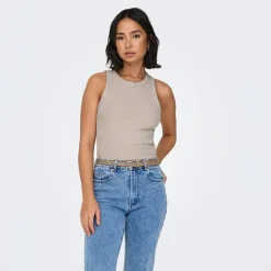 Outlet Débardeur côtelé Idole basique Femme Femme Haut, Chemise|Tee Shirt