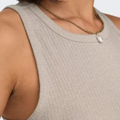 Outlet Débardeur côtelé Idole basique Femme Femme Haut, Chemise|Tee Shirt