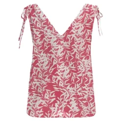 Sale Débardeur décolleté en V imprimé feuilles Femme Femme Haut, Chemise