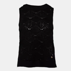 Outlet Débardeur maille brodé coton beige Miro Femme Femme Haut, Chemise|Tee Shirt