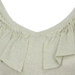 Hot Débardeur pistache dos nu croisé à volants Femme Femme Haut, Chemise|Tee Shirt