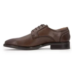 Clearance Derbies cuir lisse marron foncé à lacets fins Homme Homme Chaussures De Ville