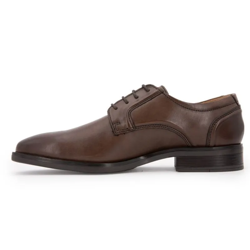Clearance Derbies cuir lisse marron foncé à lacets fins Homme Homme Chaussures De Ville