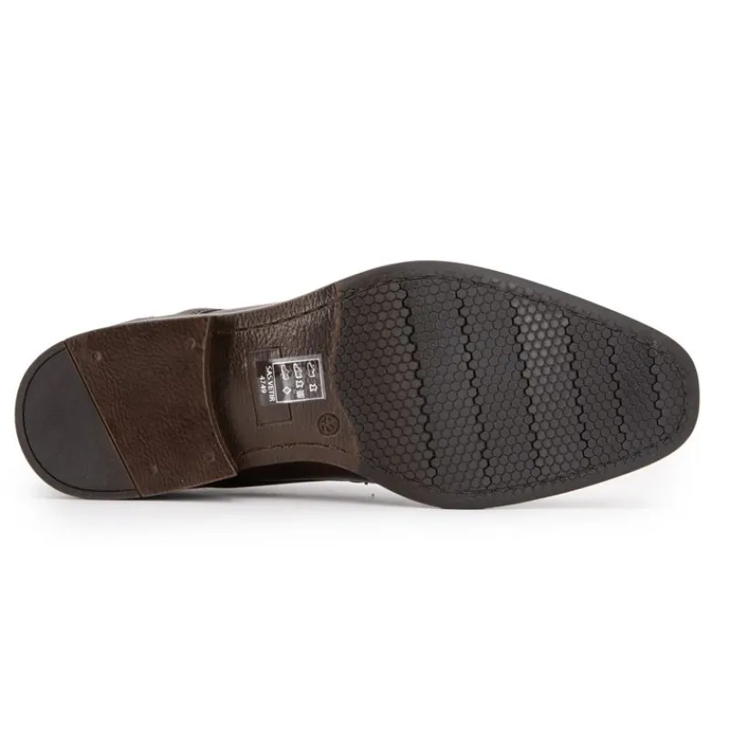 Clearance Derbies cuir lisse marron foncé à lacets fins Homme Homme Chaussures De Ville