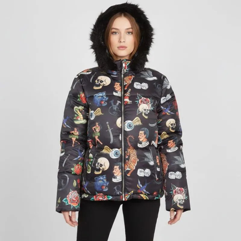 Online Doudoune à capuche avec fourrure Femme Femme Veste, Doudoune, Manteau