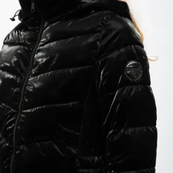 Online Doudoune à capuche zippée mattia col montant black Femme Femme Veste, Doudoune, Manteau