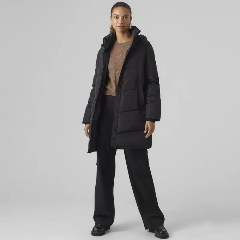 Clearance Doudoune col cheminé mi longue Halsey avec capuche Femme Femme Veste, Doudoune, Manteau