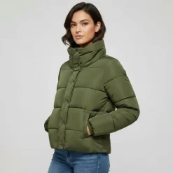 Online Doudoune col montant à pressions Femme Femme Veste, Doudoune, Manteau