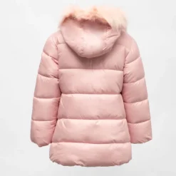 Online Doudoune courte zippée à capuche fausse fourrure col montant Enfant, Bébé Enfant Doudoune, Coupe-Vent