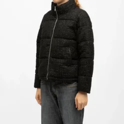 New Doudoune e zippée col montant effet tweed Femme Femme Veste, Doudoune, Manteau