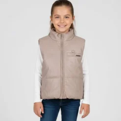 Discount Doudoune sans manche similicuir zippée col montant Fille Enfant Doudoune, Coupe-Vent