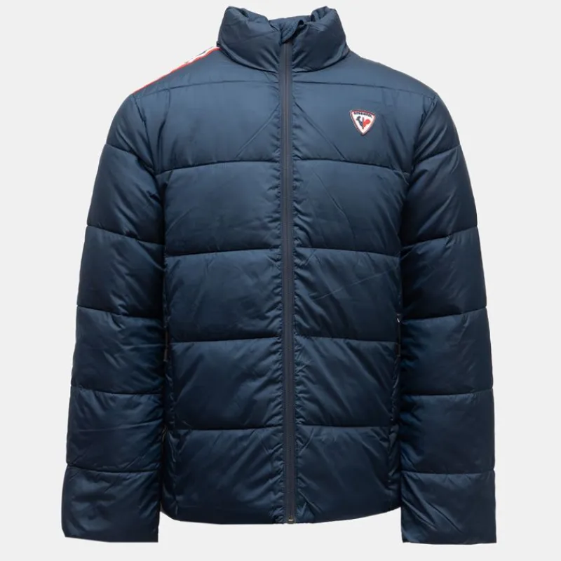 Discount Doudoune unie avec bande colorée navy cesar col montant Homme Homme Veste, Doudoune, Manteau