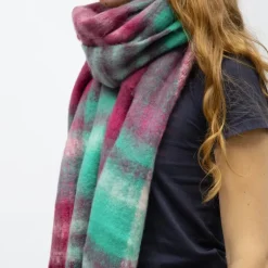 Online Echarpe à franges carreaux douce avec laine 40x210 cm Femme Femme Écharpe, Foulard