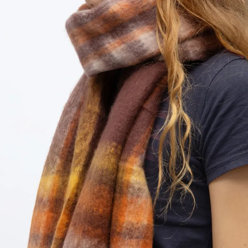 Online Echarpe à franges carreaux douce avec laine 40x210 cm Femme Femme Écharpe, Foulard