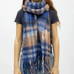 Echarpe à franges carreaux douce avec laine 40x210 cm Femme Femme Écharpe, Foulard