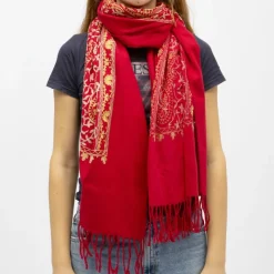 Hot Echarpe à franges Famata brodée avec des fleurs Femme Femme Écharpe, Foulard