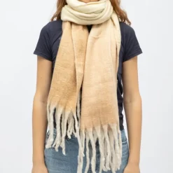 Outlet Echarpe avec franges tricolore en laine 50x200 cm Femme Femme Écharpe, Foulard