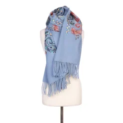 New Echarpe clair brodée rouge Lindsay 70x180cm Mixte Femme Écharpe, Foulard