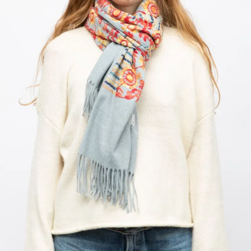 Echarpe broderie colorée70x185cm Femme Femme Écharpe, Foulard