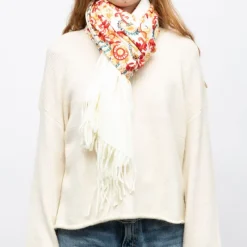 Discount Echarpe broderie colorée70x185cm Femme Femme Écharpe, Foulard