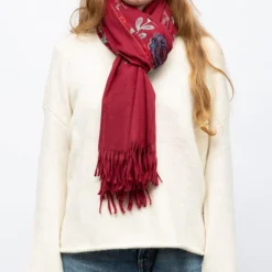 Echarpe broderie imprimé fleurs 70x185cm Femme Femme Écharpe, Foulard