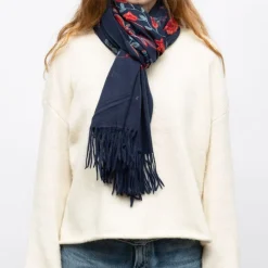 Sale Echarpe broderie imprimé fleurs 70x185cm Femme Femme Écharpe, Foulard