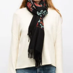 New Echarpe broderie imprimé fleurs 70x185cm Femme Femme Écharpe, Foulard