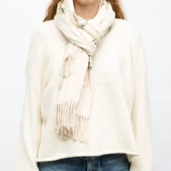 New Echarpe douce avec broderie 70x185cm Femme Femme Écharpe, Foulard