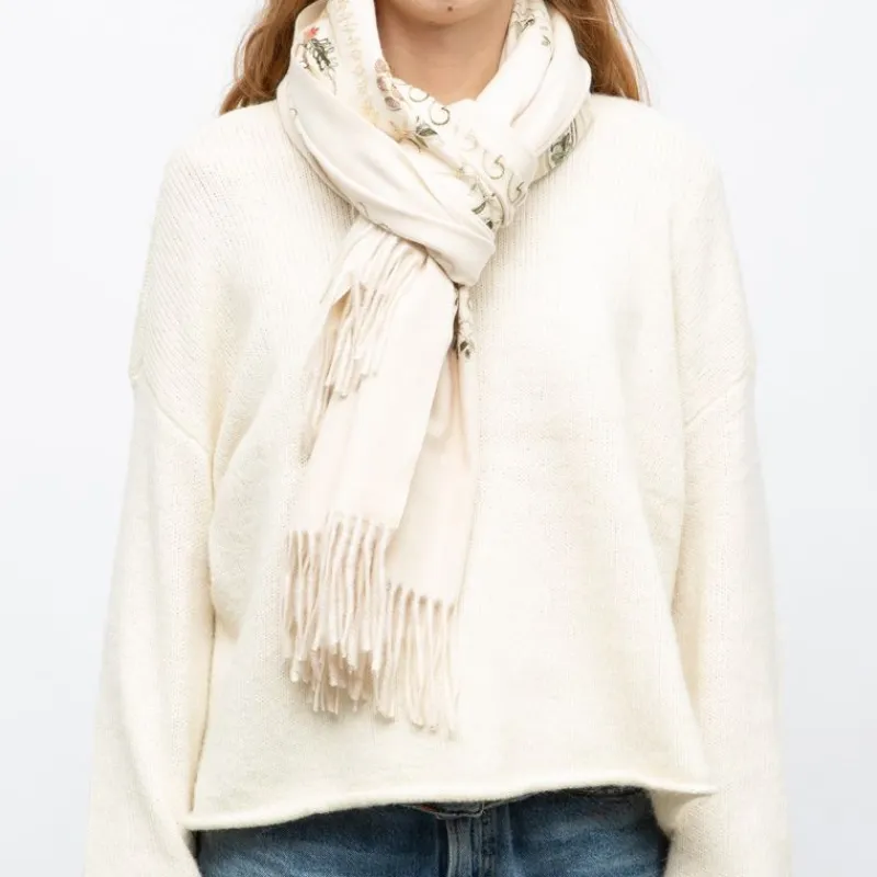 New Echarpe douce avec broderie 70x185cm Femme Femme Écharpe, Foulard