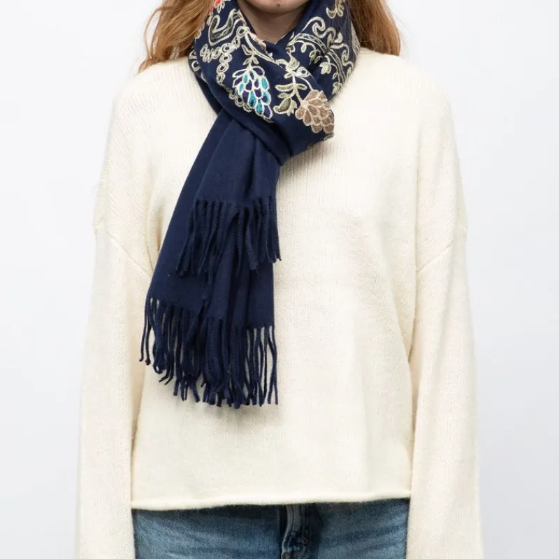 Clearance Echarpe douce avec broderie 70x185cm Femme Femme Écharpe, Foulard