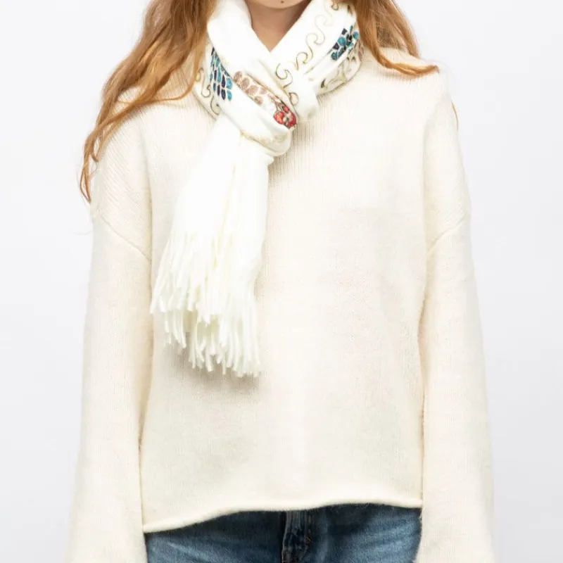 Online Echarpe douce avec broderie 70x185cm Femme Femme Écharpe, Foulard