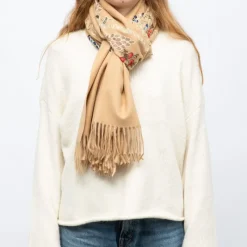 New Echarpe douce avec broderie 70x185cm Femme Femme Écharpe, Foulard