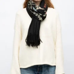 Hot Echarpe douce avec broderie 70x185cm Femme Femme Écharpe, Foulard