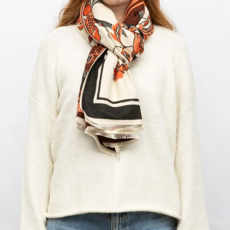 Hot Echarpe imprimé à fleurs jaquard 90x180cm Femme Femme Écharpe, Foulard