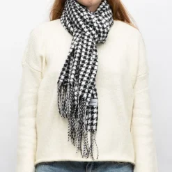 Outlet Echarpe motif pied de poule 68x180cm Femme Femme Écharpe, Foulard