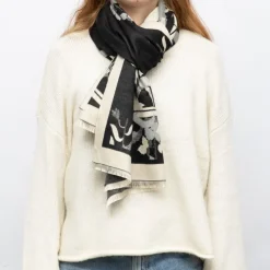 Hot Echarpe motif tableau de fleurs 90x180cm Femme Femme Écharpe, Foulard