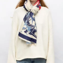 Sale Echarpe motif tableau de fleurs 90x180cm Femme Femme Écharpe, Foulard