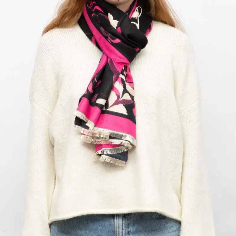 Clearance Echarpe motif tableau de fleurs 90x180cm Femme Femme Écharpe, Foulard