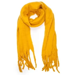 Echarpe unie à franges laine 50x200 cm Femme Femme Écharpe, Foulard
