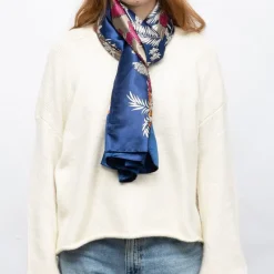 Clearance Foulard effet satiné à fleurs avec motif graphique 90x180cm Femme Femme Écharpe, Foulard