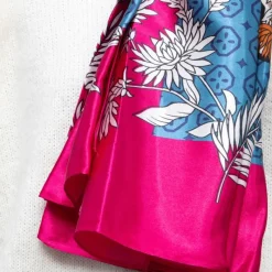 Sale Foulard effet satiné à fleurs avec motif graphique 90x180cm Femme Femme Écharpe, Foulard