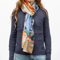 Clearance Foulard effet satiné à fleurs avec motif graphique 90x180cm Femme Femme Écharpe, Foulard