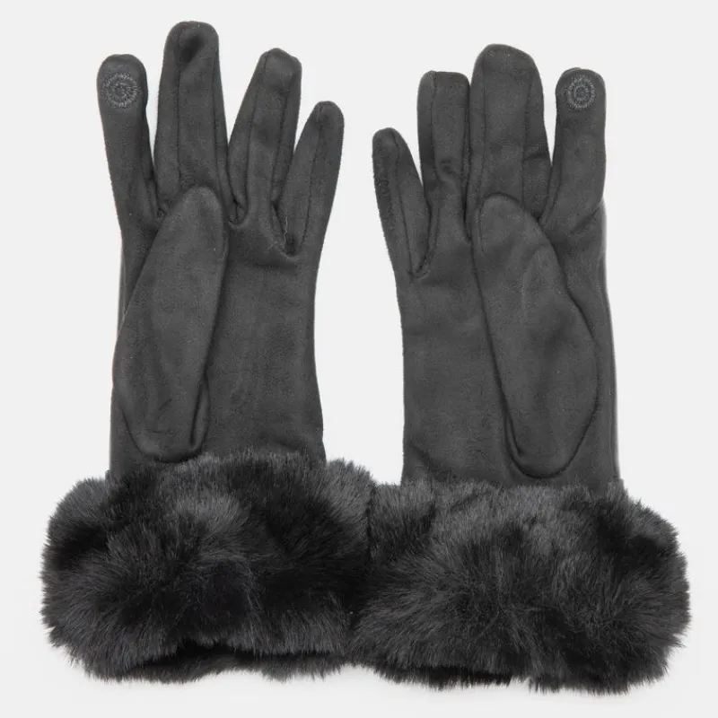 Best Gants bi matière avec ceinture boucle argenté Femme Femme Gants