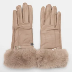 New Gants bi matière avec ceinture boucle argenté Femme Femme Gants
