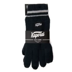 Gants en maille noir à rayures aux poignets Homme Homme Gants