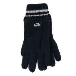 Gants en maille noir à rayures aux poignets Homme Homme Gants