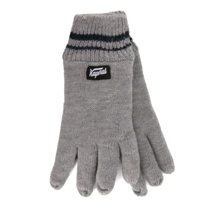 Outlet Gants en maille noir à rayures aux poignets Homme Homme Gants